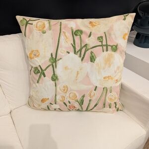Floral Accent Pillow in Pink and Green